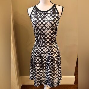 Massimo Black and White Geometric Midi Dress
